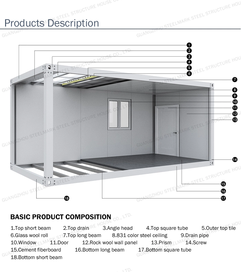 Customized 20FT Sample Customization Prefab Homes Prefabricated Modular Home Price Office Container Living Portable Storage Container House